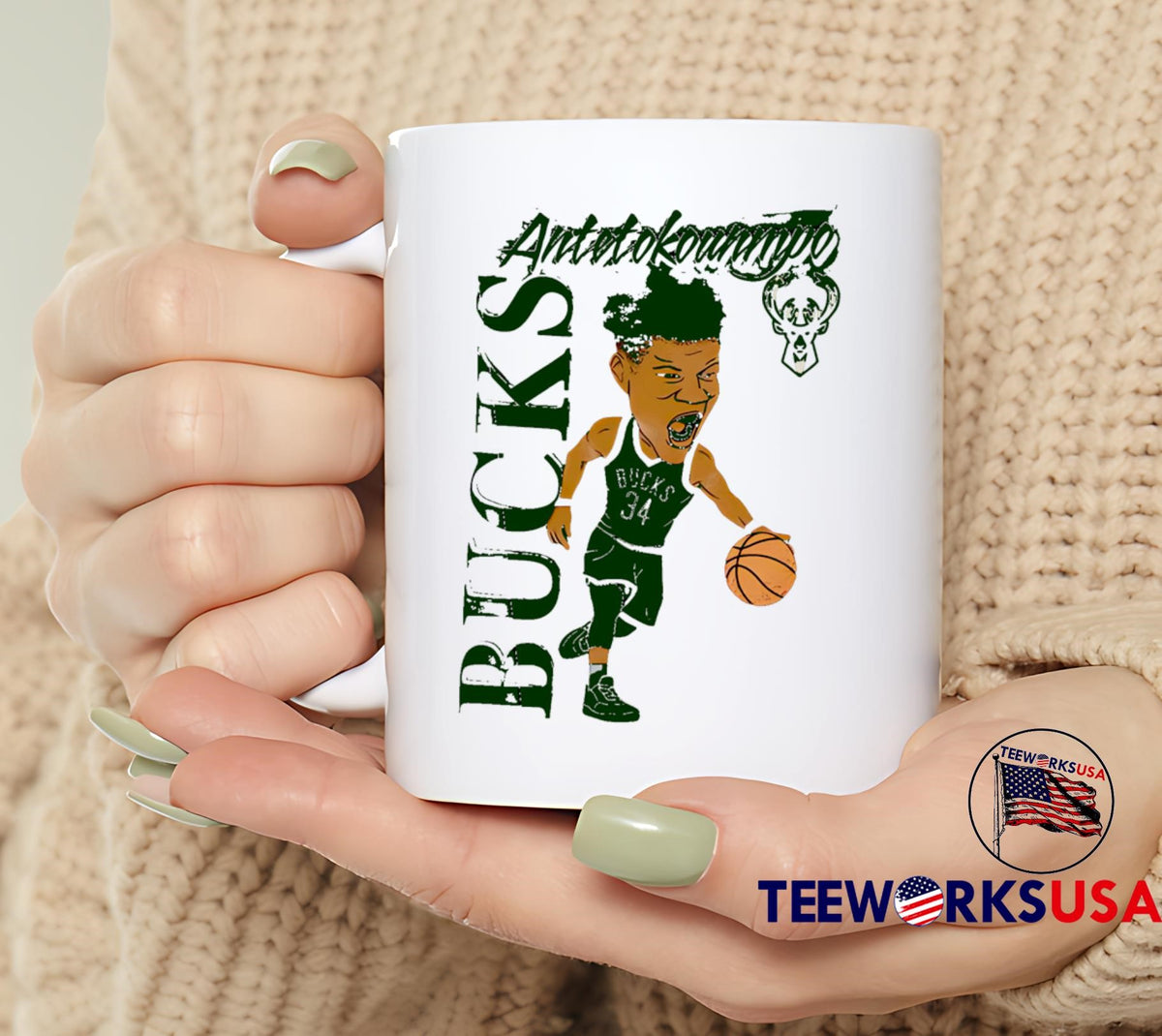 Antetokounmpo Bucks caricature cartoon - Adult & Kids T-Shirts, Sweatshirts & Hoodies apparel design preview 6