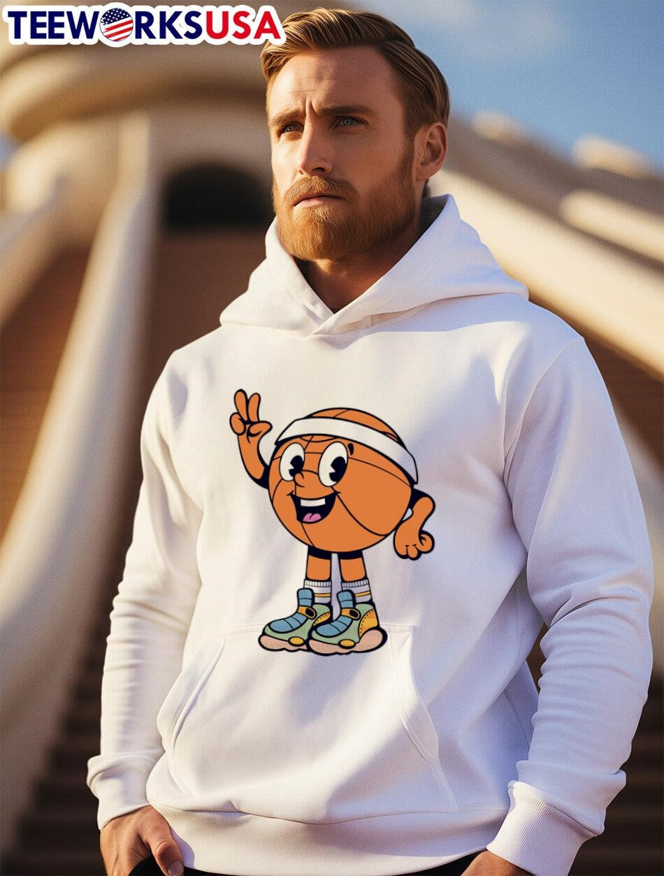 Cute Basketball Peace Sign - Adult & Kids T-Shirts, Sweatshirts & Hoodies apparel design preview 2