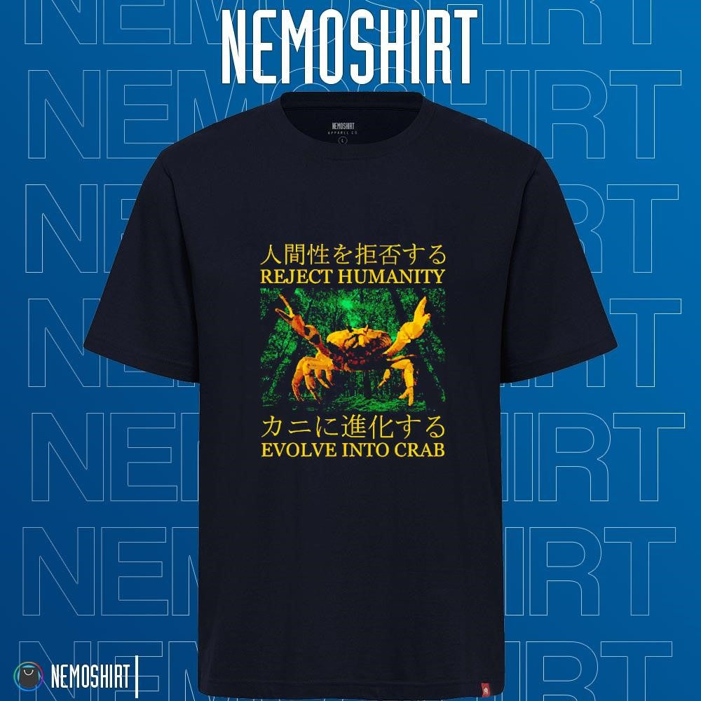 Reject humanity evolve into crab Japanese - Adult & Kids T-Shirts, Sweatshirts & Hoodies apparel design preview 1