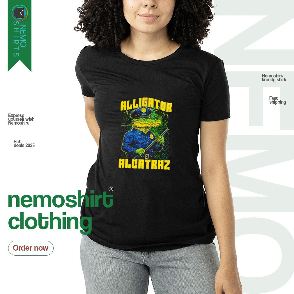 Alligator alcatraz illustration - Adult & Kids T-Shirts, Sweatshirts & Hoodies apparel design preview 3