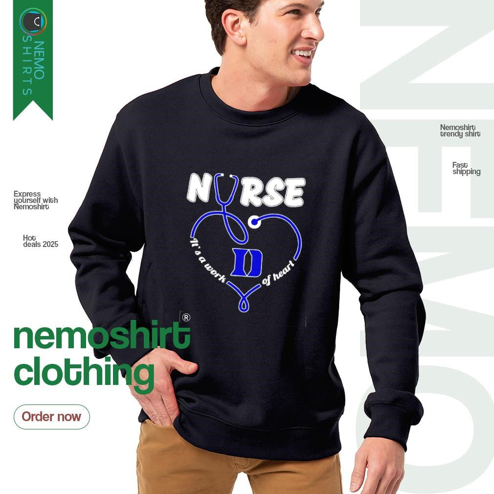 Duke Blue Devils nurse it's a work of heart - Adult & Kids T-Shirts, Sweatshirts & Hoodies apparel design preview 4