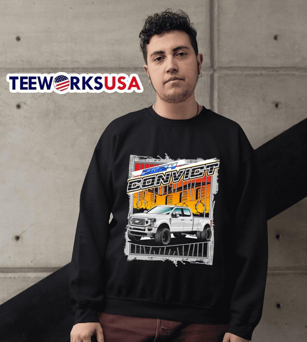 2024 Convict truck car - Adult & Kids T-Shirts, Sweatshirts & Hoodies apparel design preview 3