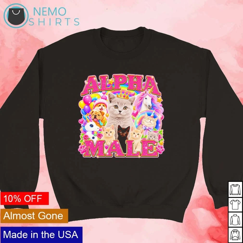 Alpha Male Kitten and Unicorn Rainbow Collage - Adult & Kids T-Shirts, Sweatshirts & Hoodies apparel design preview 4