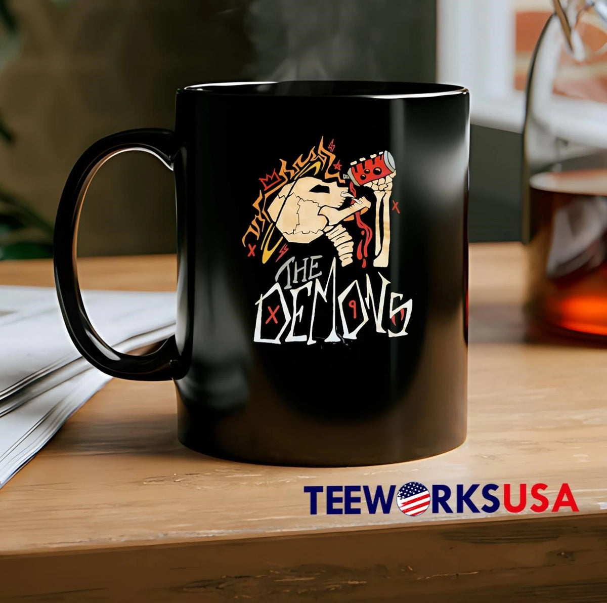 The Demons Crowned Skeleton Skull Drinking Spray Can - Adult & Kids T-Shirts, Sweatshirts & Hoodies apparel design preview 2