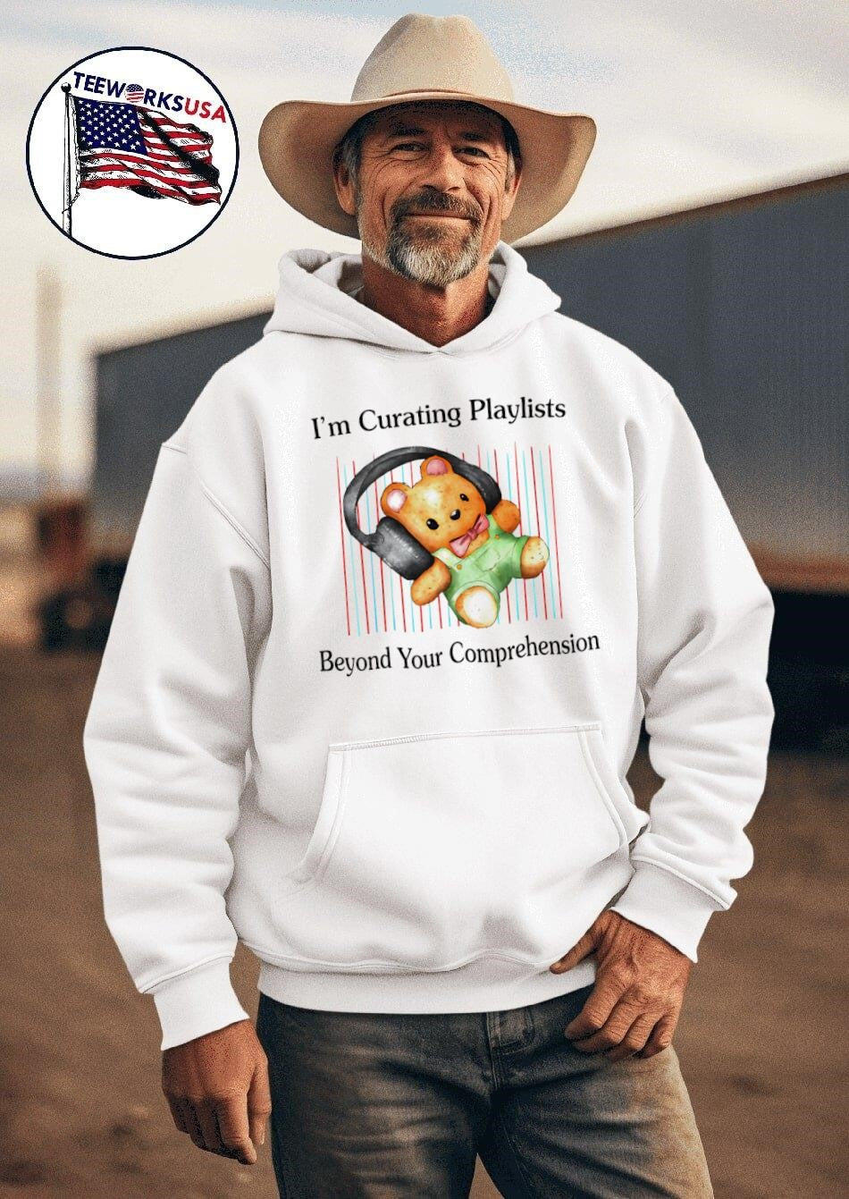I'm curating playlists beyond your comprehension - Adult & Kids T-Shirts, Sweatshirts & Hoodies apparel design preview 2
