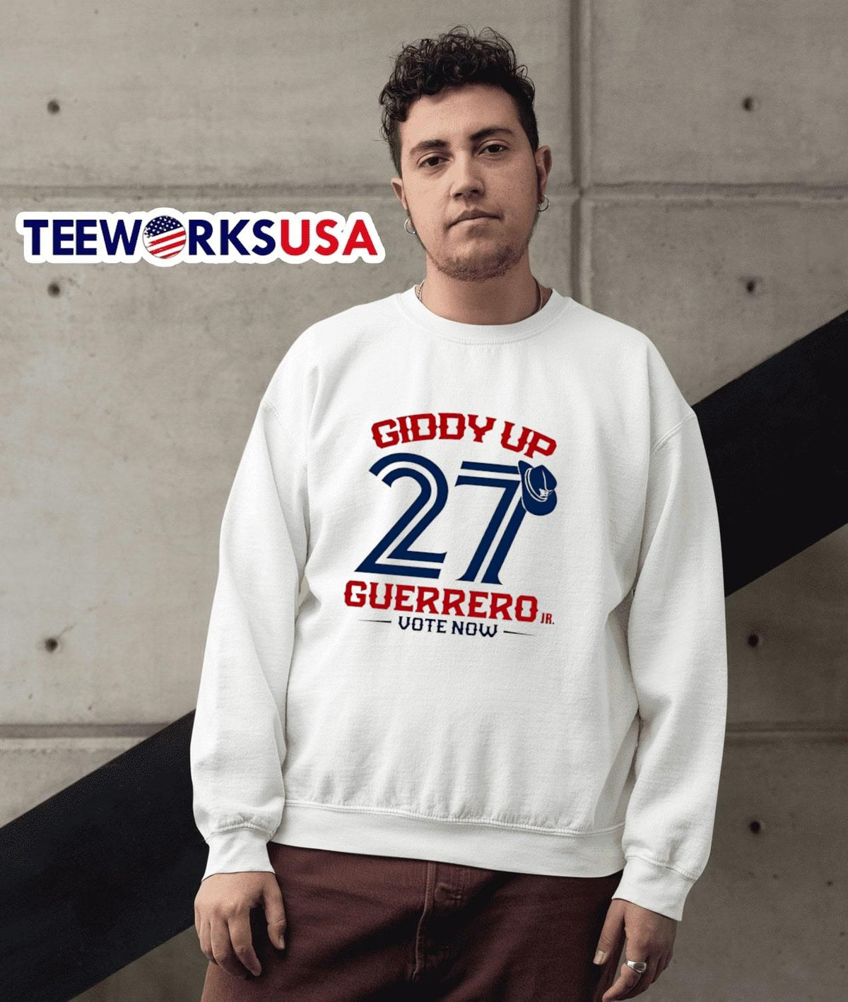 Blue Jays Giddy Up 27 Guerrero Vote Now - Adult & Kids T-Shirts, Sweatshirts & Hoodies apparel design preview 3