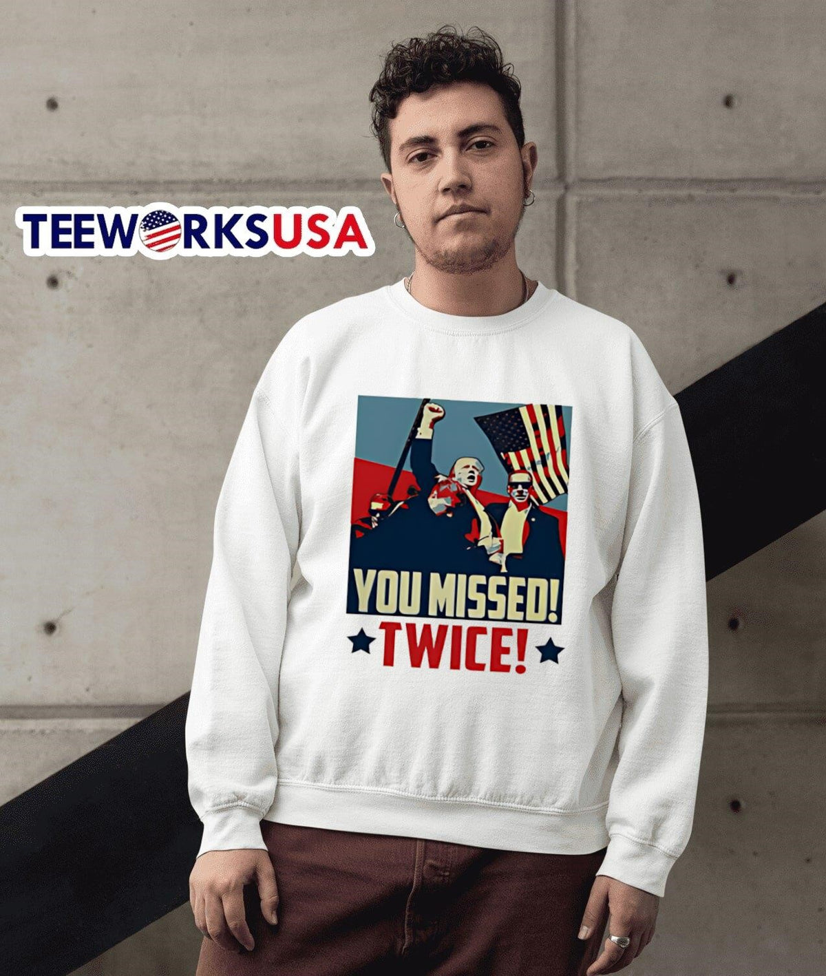 Trump you missed twice shooting - Adult & Kids T-Shirts, Sweatshirts & Hoodies apparel design preview 3
