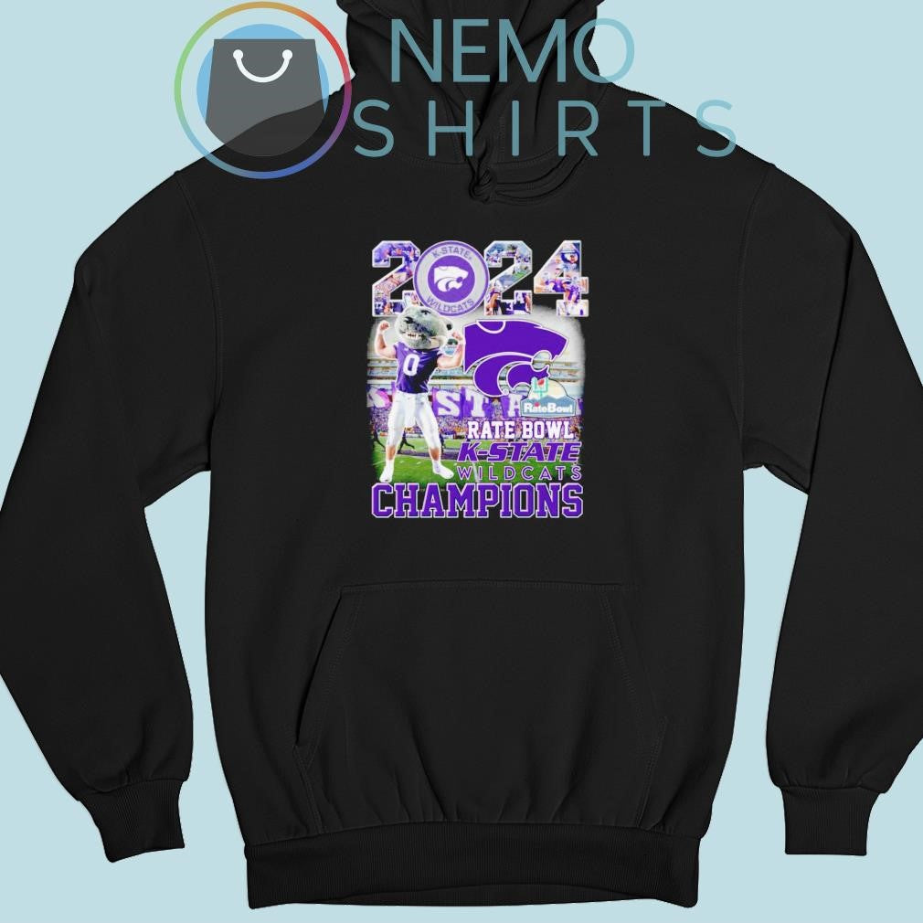 2024 Kansas State Wildcats Rate Bowl champions mascot - Adult & Kids T-Shirts, Sweatshirts & Hoodies apparel design preview 2