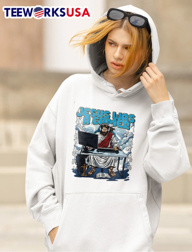 Jesus was a gamer computer - Adult & Kids T-Shirts, Sweatshirts & Hoodies apparel design preview 5