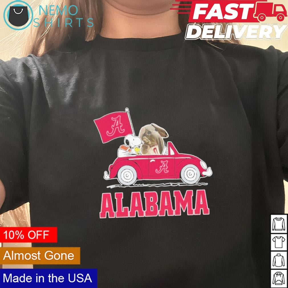 Snoopy and Elephant mascot driving car Alabama - Adult & Kids T-Shirts, Sweatshirts & Hoodies apparel design preview 3