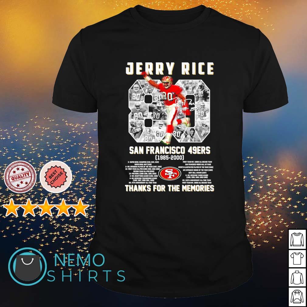 San Francisco 49ers Jerry Rice 1985 2000 thanks for - Adult & Kids T-Shirts, Sweatshirts & Hoodies apparel design preview 1
