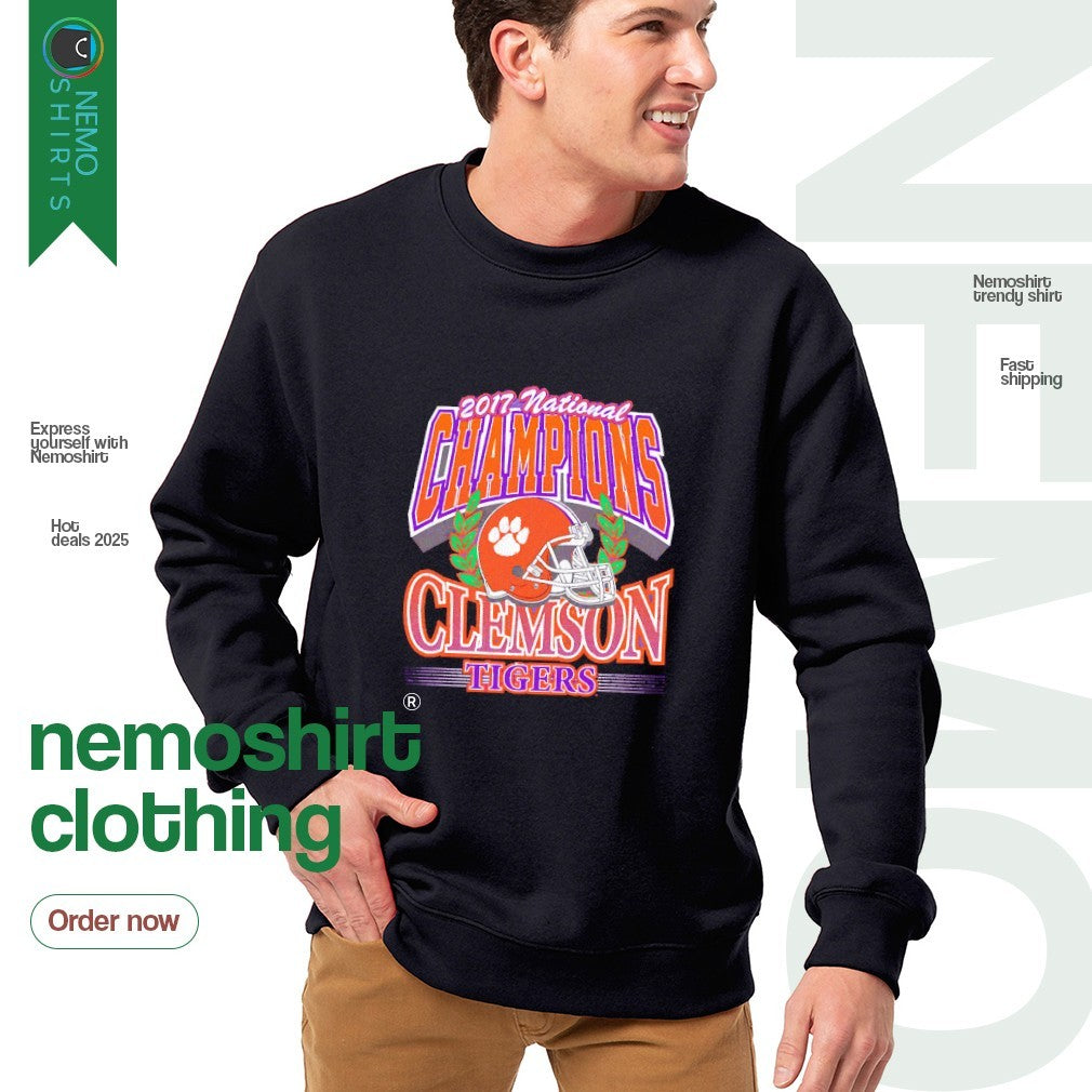 Clemson Tigers 2017 national champion vintage - Adult & Kids T-Shirts, Sweatshirts & Hoodies apparel design preview 4