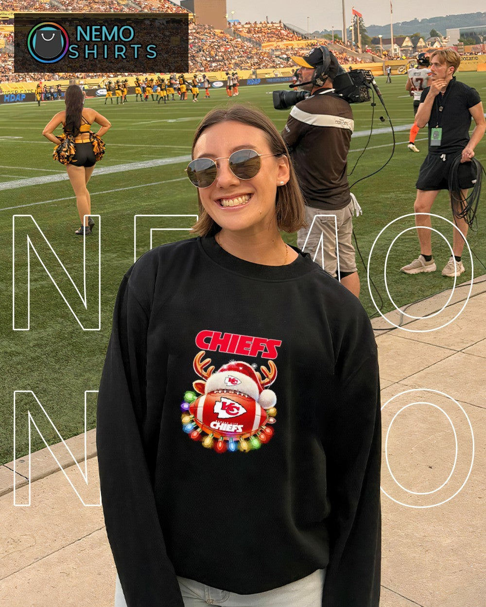 Kansas City Chiefs football with santa deer hat - Adult & Kids T-Shirts, Sweatshirts & Hoodies apparel design preview 6