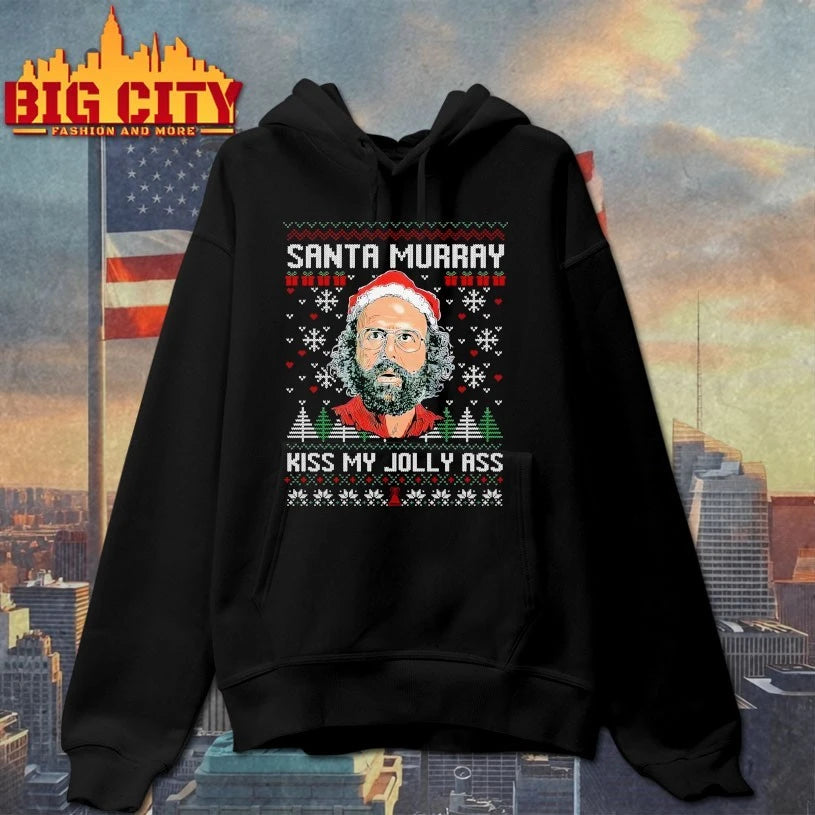 Murray Hawkins Santa Kiss my jolly ass ugly christmas - Adult & Kids T-Shirts, Sweatshirts & Hoodies apparel design preview 2