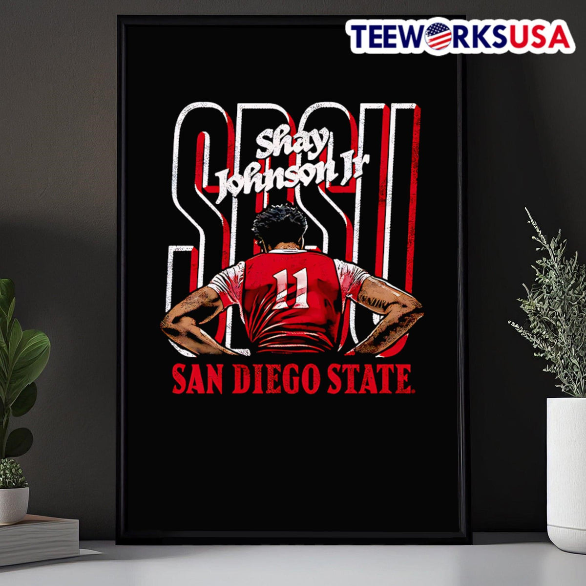 Demarshay Johnson Jr San Diego State illustrated - Adult & Kids T-Shirts, Sweatshirts & Hoodies apparel design preview 5