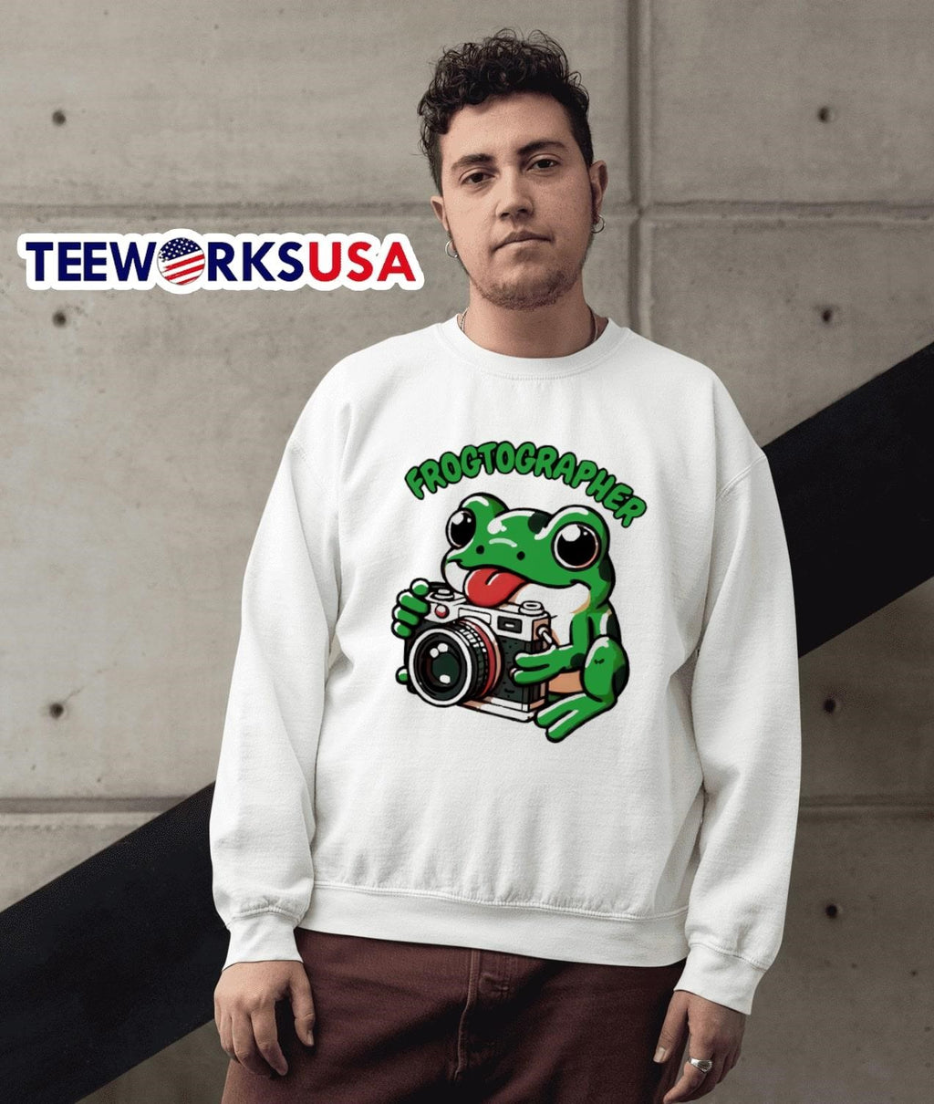 Frogtographer Funny Animal Photographer - Adult & Kids T-Shirts, Sweatshirts & Hoodies apparel design preview 3