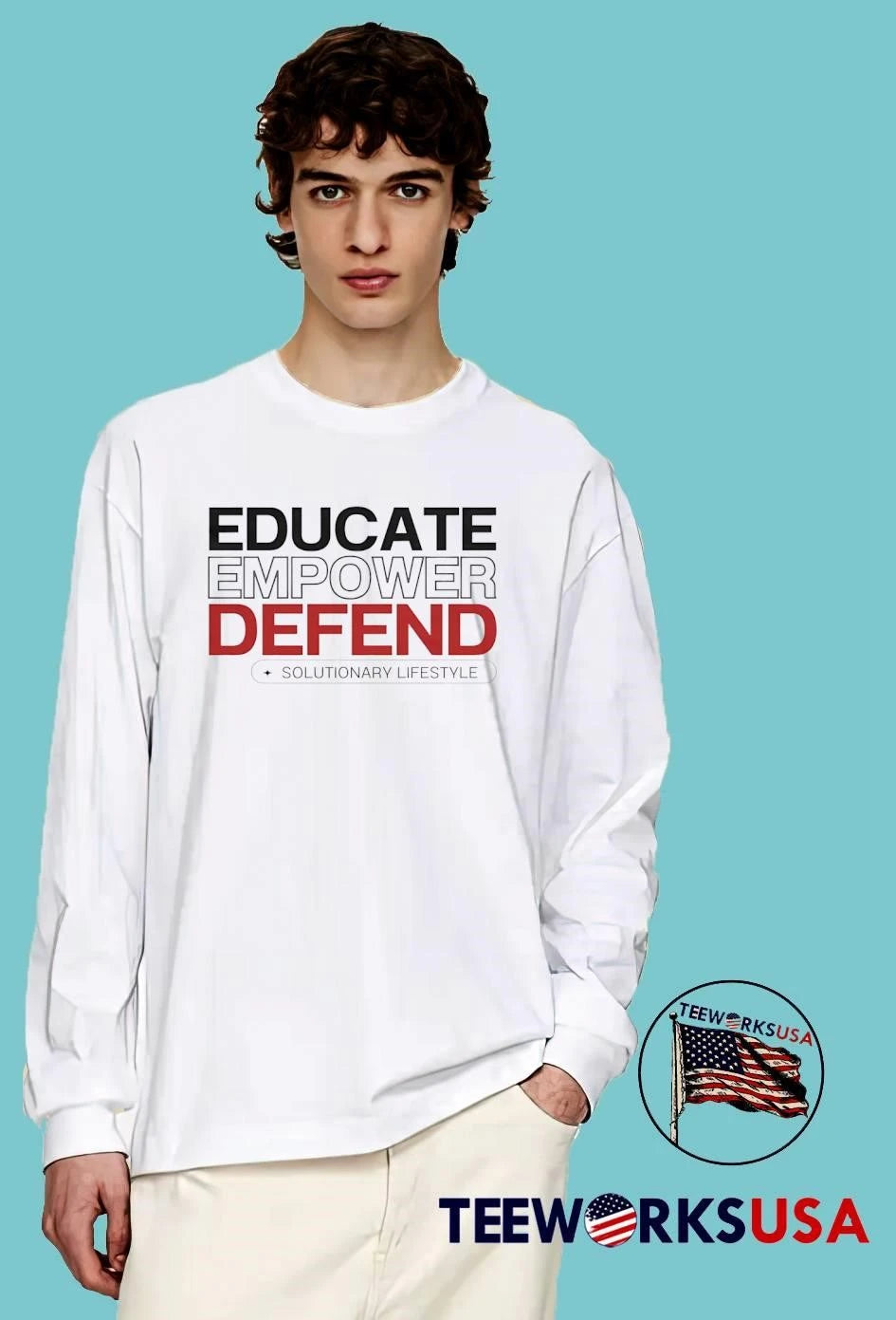 Solutionary Lifestyle Educate Empower Defend Stacked - Adult & Kids T-Shirts, Sweatshirts & Hoodies apparel design preview 3