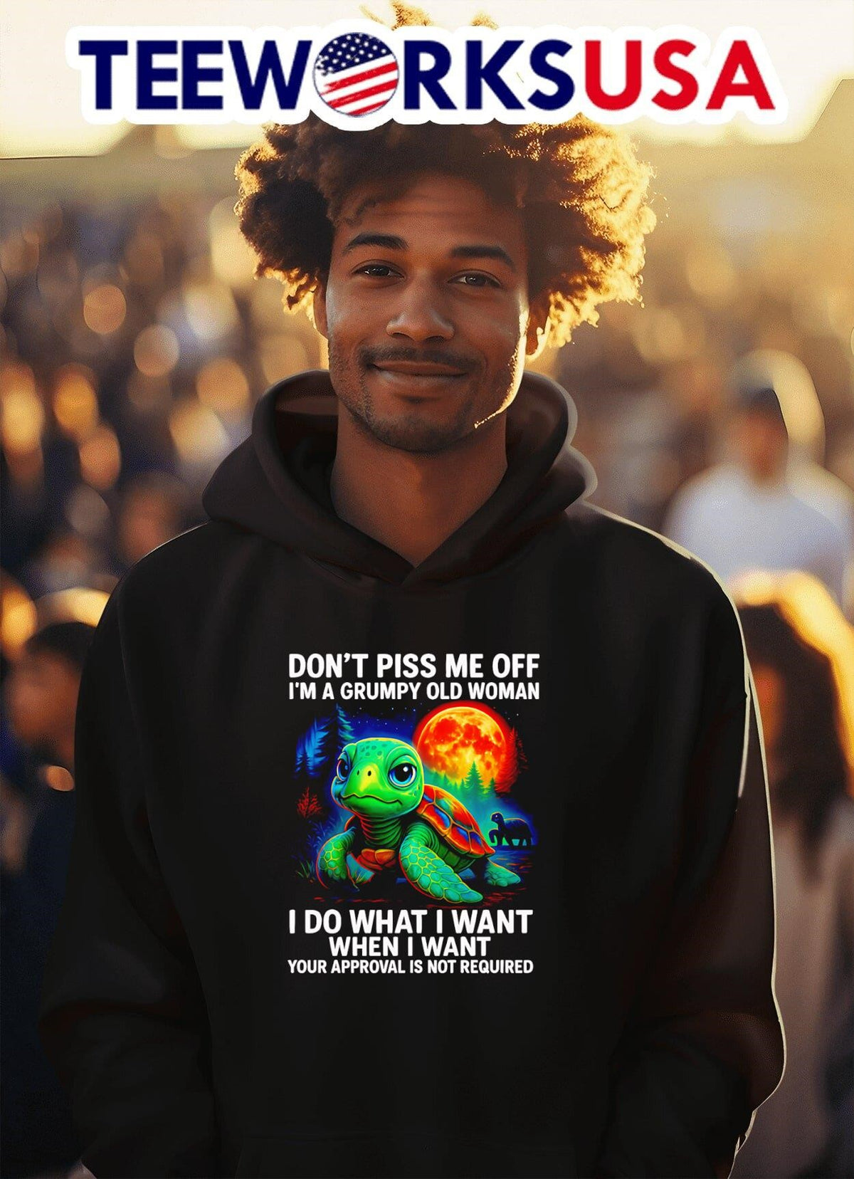 Turtle don't piss me off I'm a grumpy old woman I do - Adult & Kids T-Shirts, Sweatshirts & Hoodies apparel design preview 2
