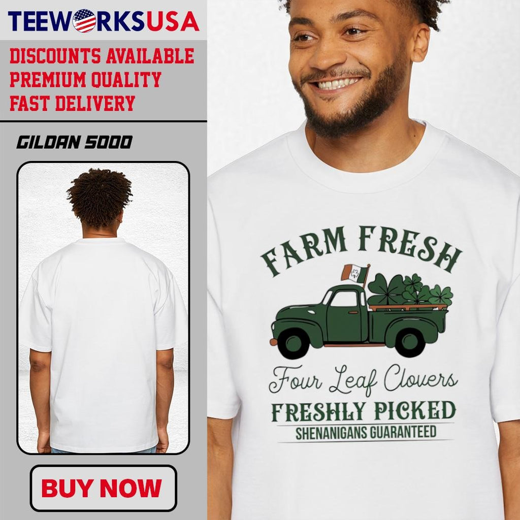 Farm fresh four leaf clovers Saint Patricks Day - Adult & Kids T-Shirts, Sweatshirts & Hoodies apparel design preview 3