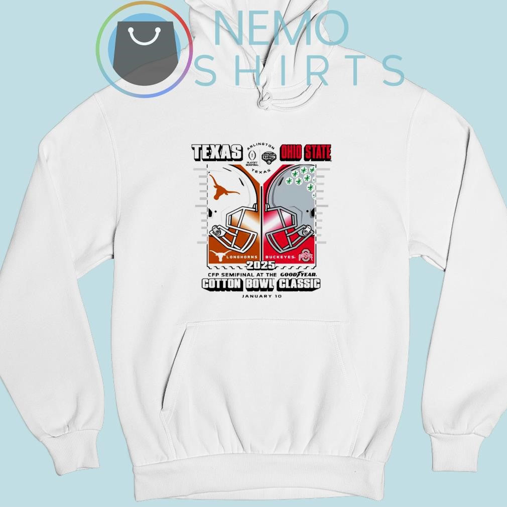 Texas vs Ohio State 2025 Cotton bowl classic helmet - Adult & Kids T-Shirts, Sweatshirts & Hoodies apparel design preview 2