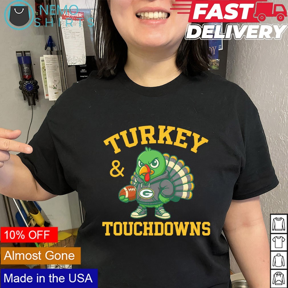 Turkey and touchdowns Green Bay Packers football - Adult & Kids T-Shirts, Sweatshirts & Hoodies apparel design preview 3