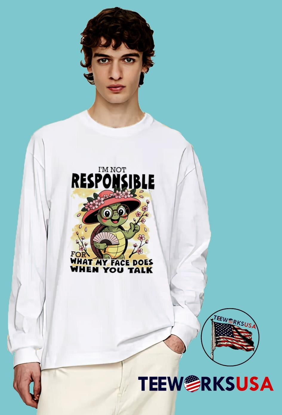 Turtle I'm Not Responsible For What My Face Does When - Adult & Kids T-Shirts, Sweatshirts & Hoodies apparel design preview 4