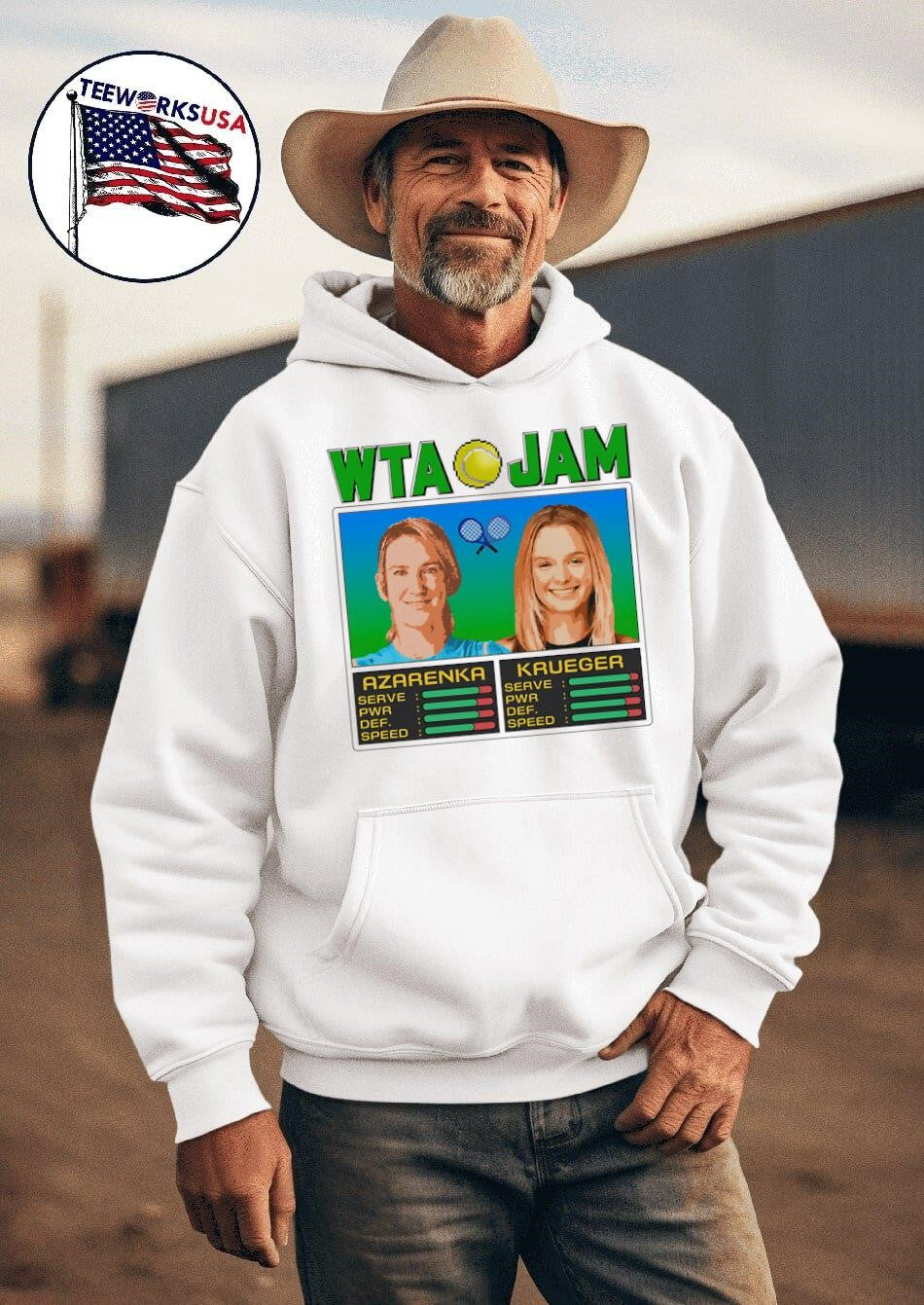 WTA Jam Azarenka and Krueger - Adult & Kids T-Shirts, Sweatshirts & Hoodies apparel design preview 2