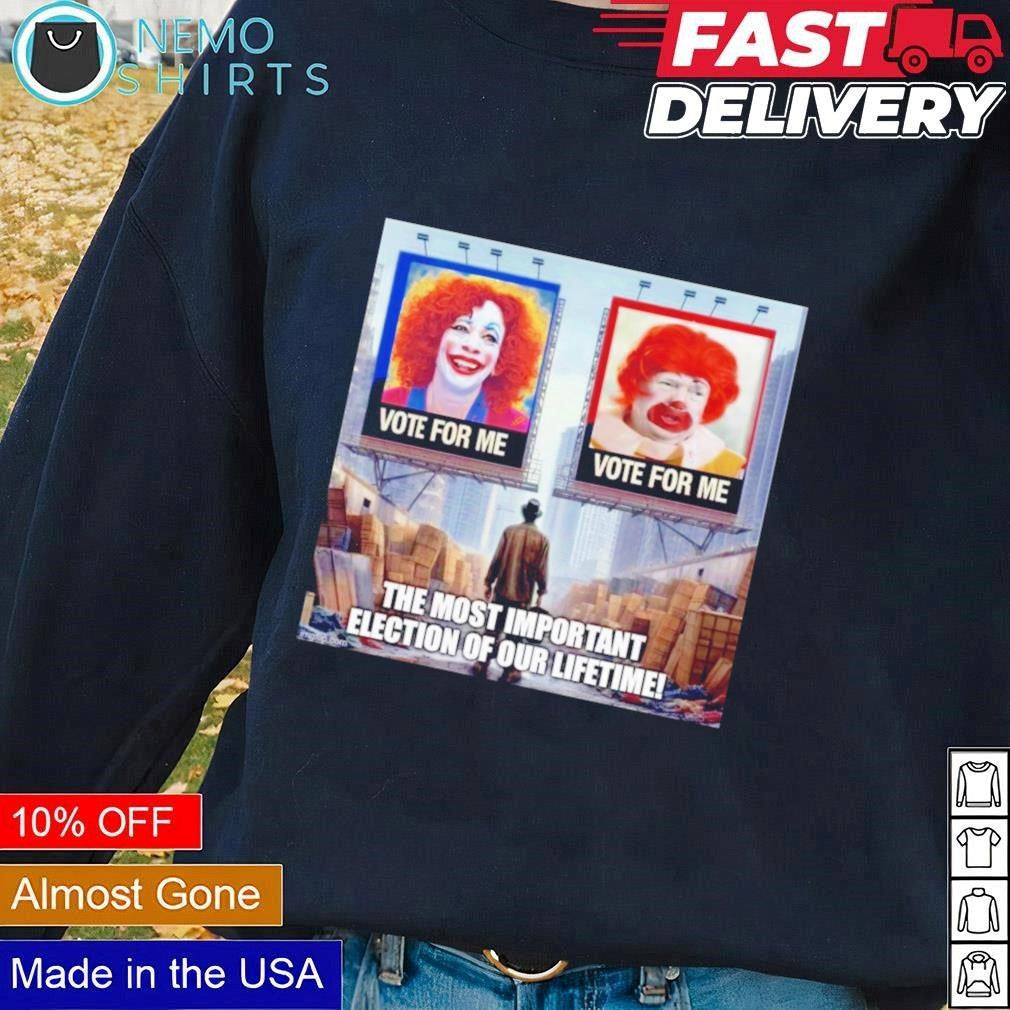Clown Trump and Harris vote for me the most important - Adult & Kids T-Shirts, Sweatshirts & Hoodies apparel design preview 1