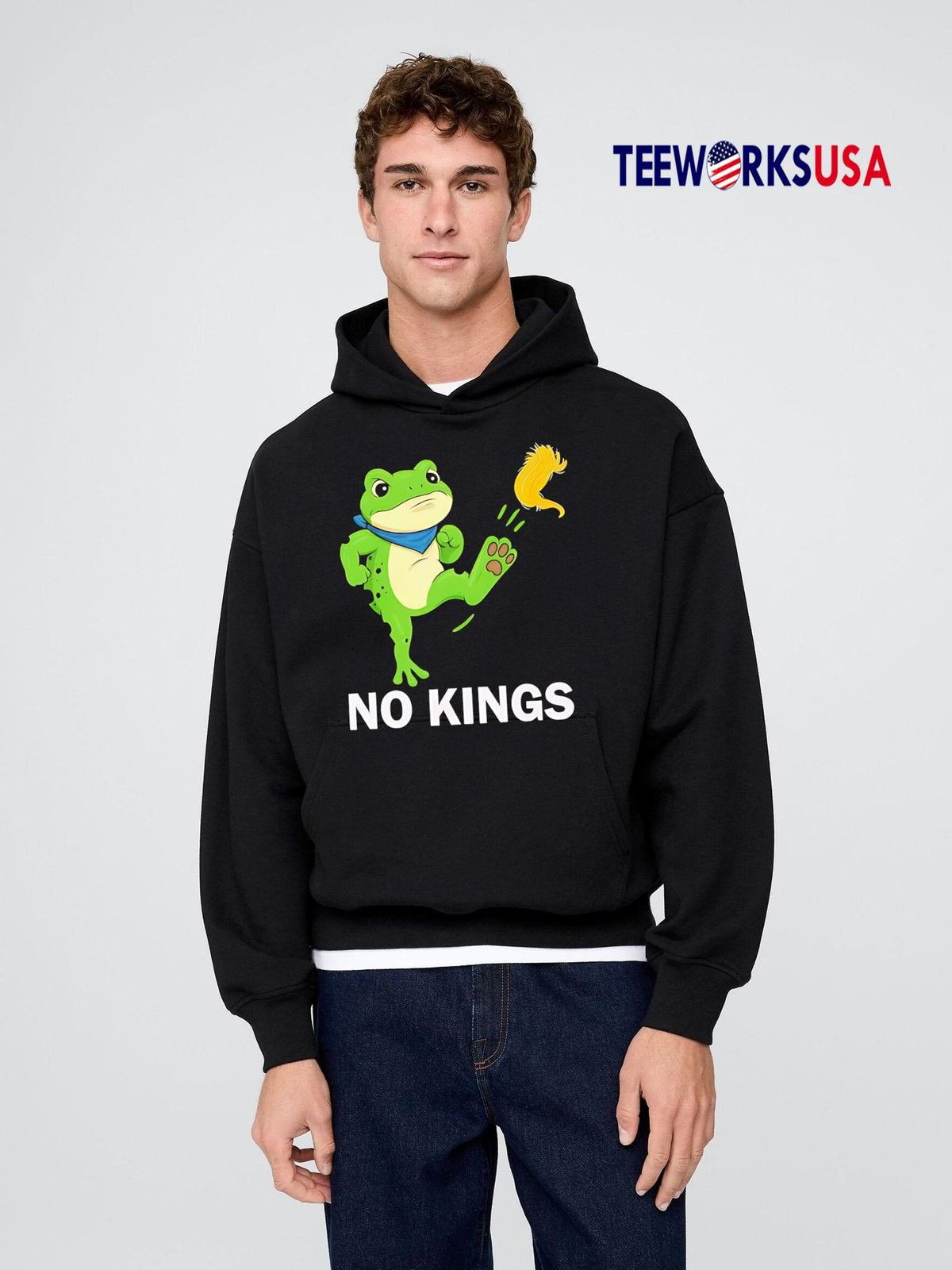 Funny No Kings Portland Frog Protest Resist - Adult & Kids T-Shirts, Sweatshirts & Hoodies apparel design preview 2
