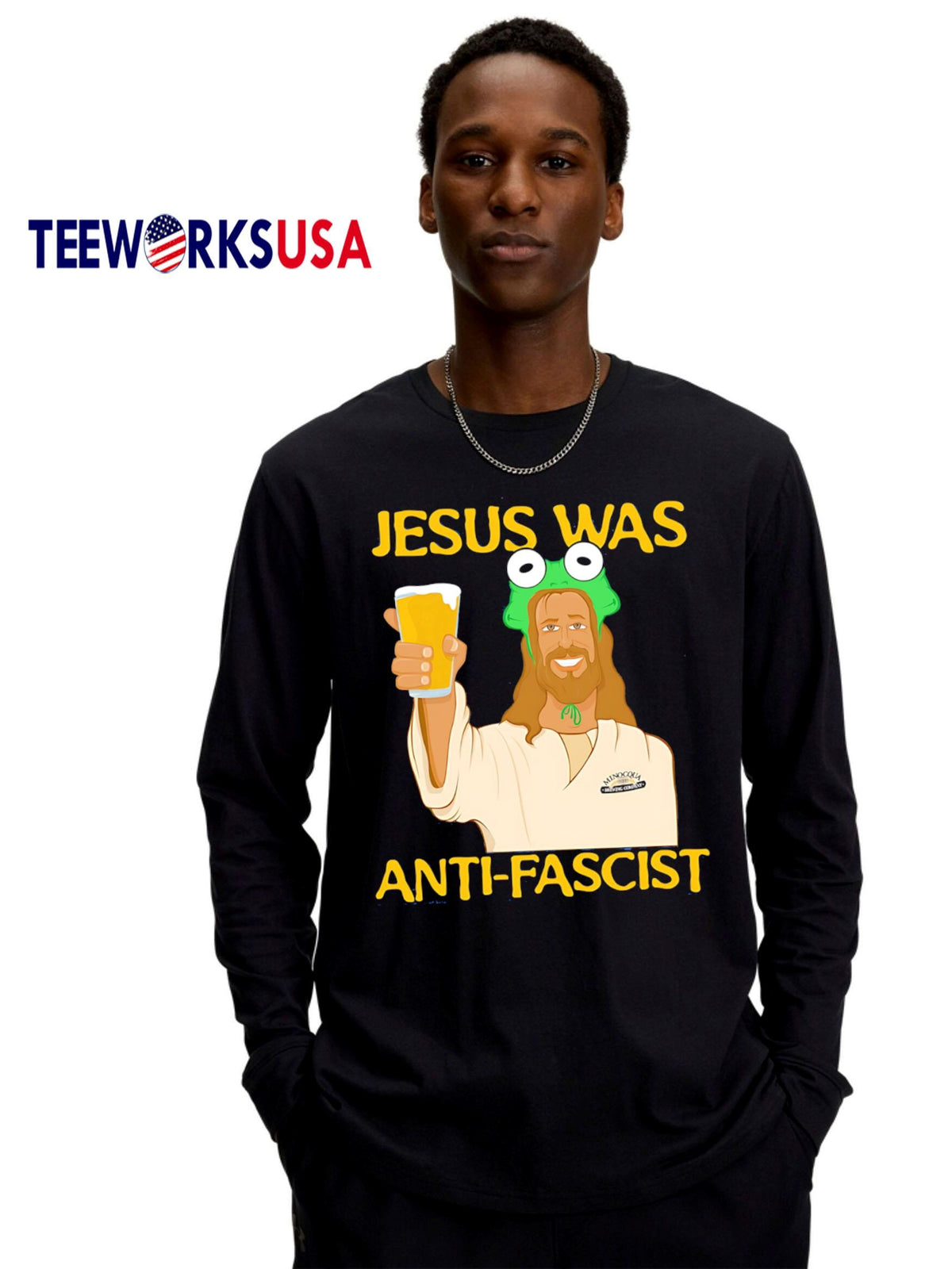 Funny Jesus Was Anti- Fascist meme - Adult & Kids T-Shirts, Sweatshirts & Hoodies apparel design preview 4