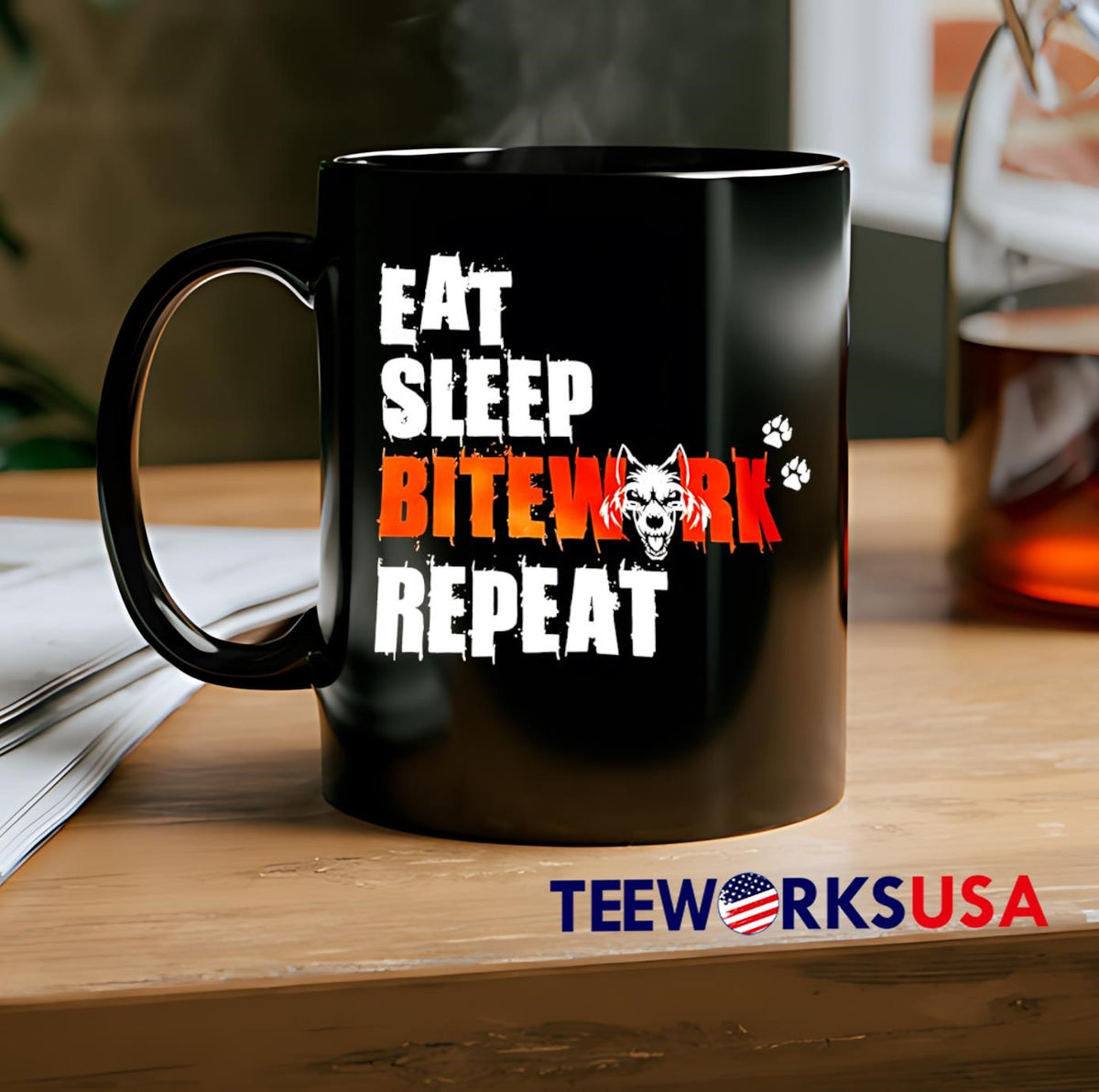 Eat Sleep Bitework Repeat wolf - Adult & Kids T-Shirts, Sweatshirts & Hoodies apparel design preview 2