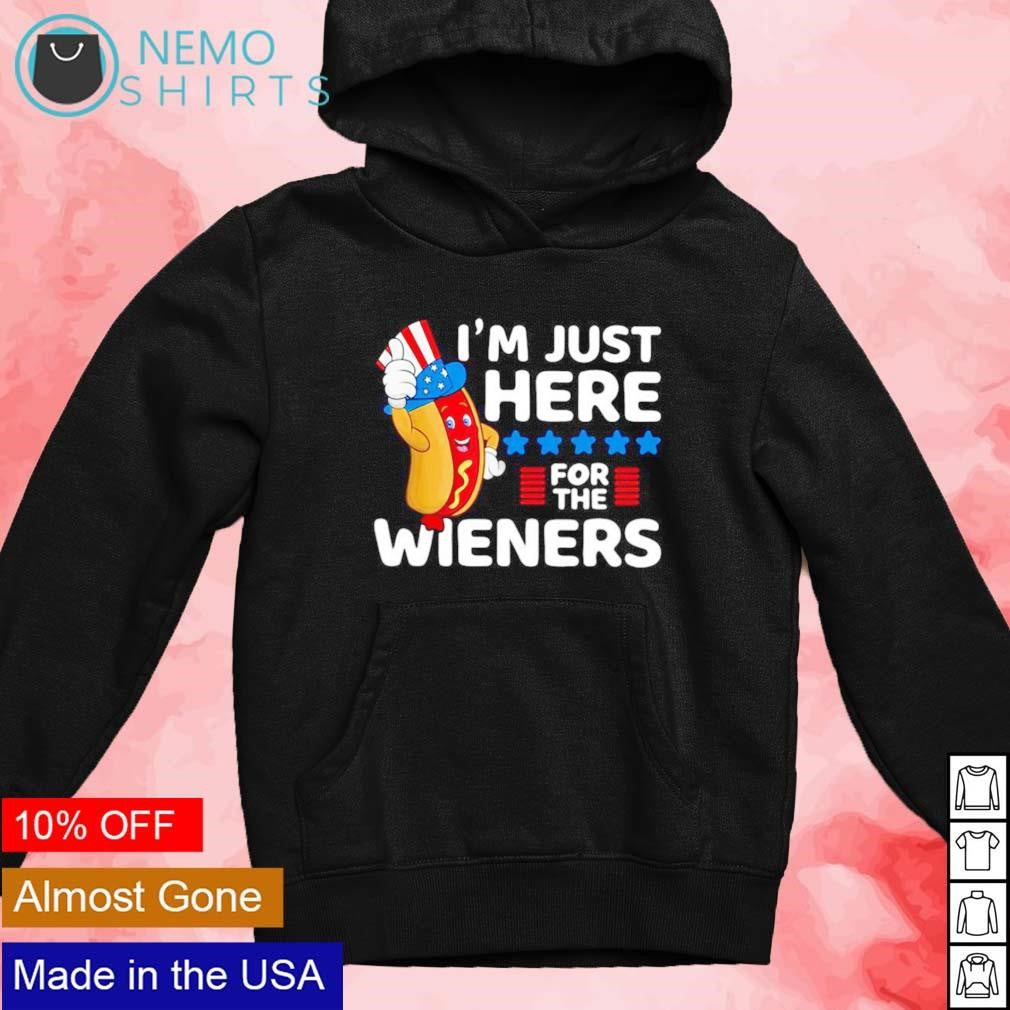 Hot dog I'm just here for the wieners 4th of july - Adult & Kids T-Shirts, Sweatshirts & Hoodies apparel design preview 2