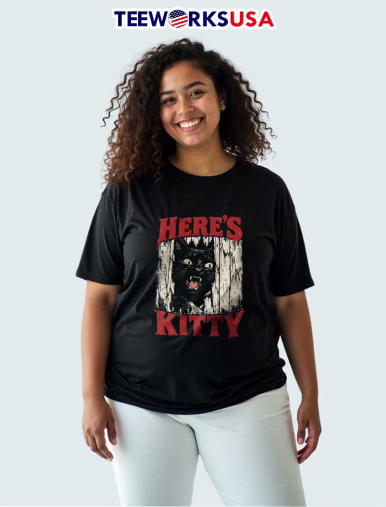 Heres Kitty black cat halloween - Adult & Kids T-Shirts, Sweatshirts & Hoodies apparel design preview 3