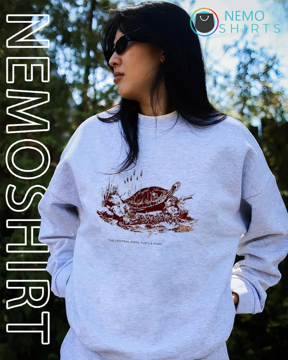 The Central Park Turtle Pond graphic - Adult & Kids T-Shirts, Sweatshirts & Hoodies apparel design preview 2