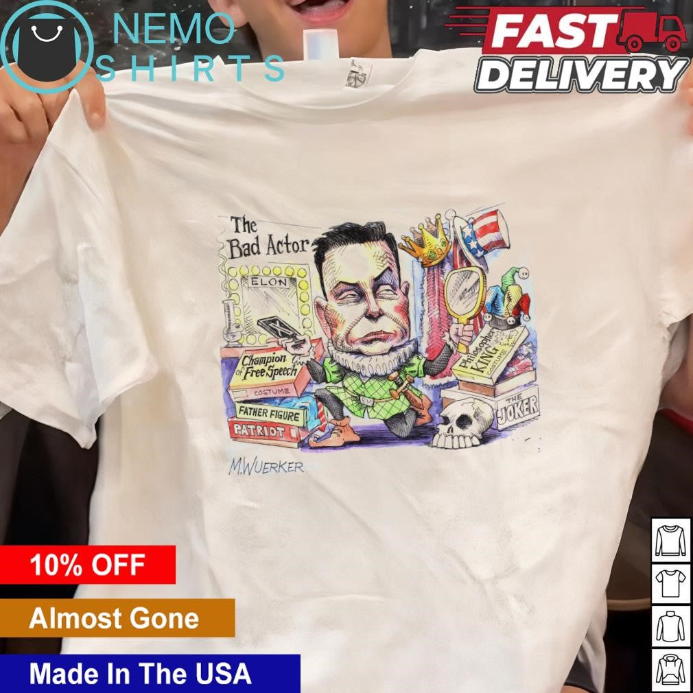 Elon Musk the bad actor in public square cartoon - Adult & Kids T-Shirts, Sweatshirts & Hoodies apparel design preview 1