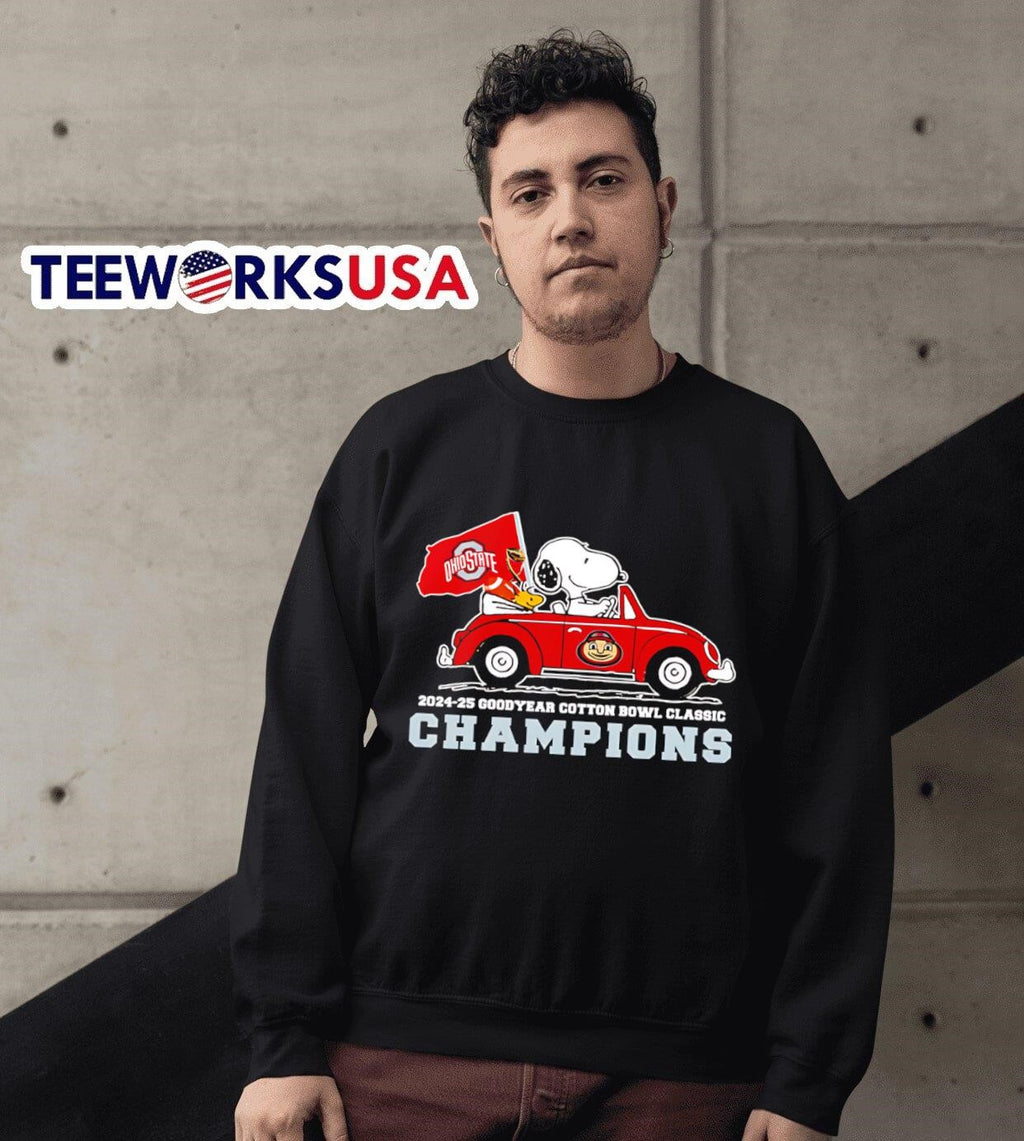 Snoopy driving car 2024-25 Goodyear Cotton Bowl - Adult & Kids T-Shirts, Sweatshirts & Hoodies apparel design preview 6