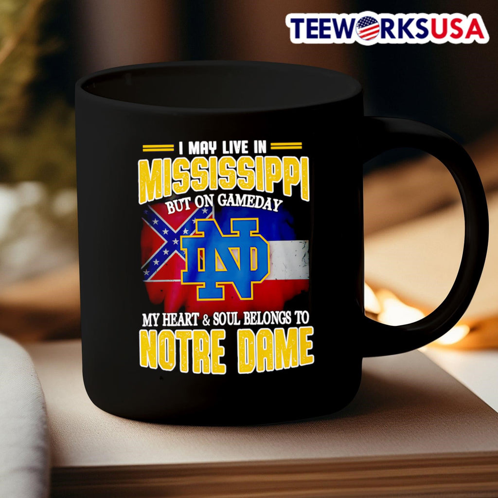I may live in Mississippi but on gameday my heart and - Adult & Kids T-Shirts, Sweatshirts & Hoodies apparel design preview 3