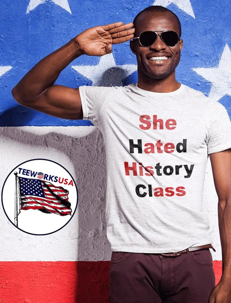 She Hated History Class Red Black Lettering Hidden - Adult & Kids T-Shirts, Sweatshirts & Hoodies apparel design preview 1