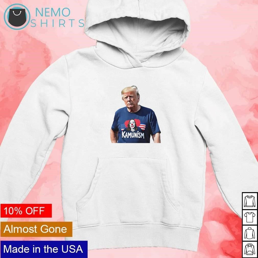Trump wears Kamunism clown Kamala - Adult & Kids T-Shirts, Sweatshirts & Hoodies apparel design preview 2