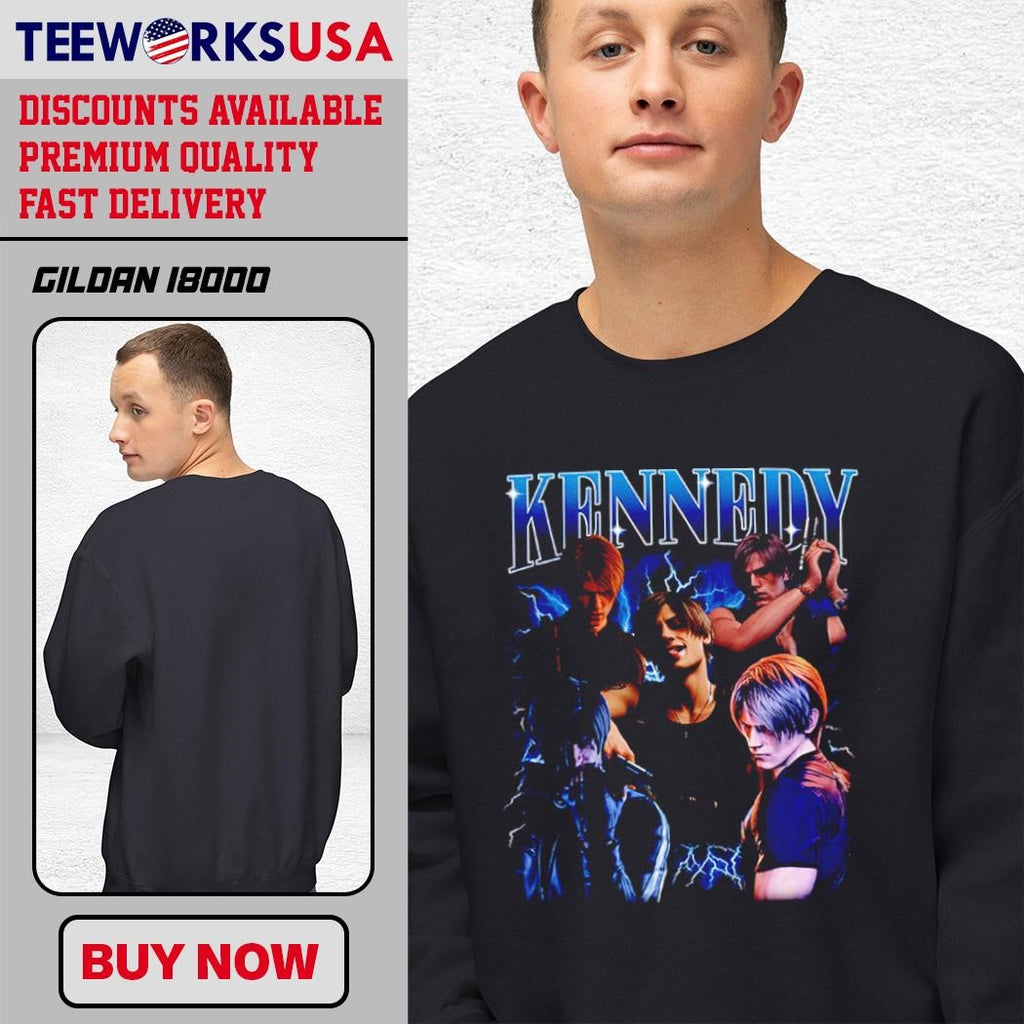 Leon Scott Kennedy the Resident Evil Classic style - Adult & Kids T-Shirts, Sweatshirts & Hoodies apparel design preview 3