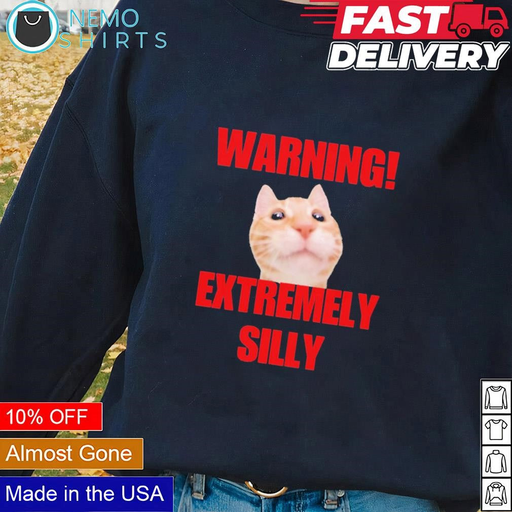 Warning extremely silly cat - Adult & Kids T-Shirts, Sweatshirts & Hoodies apparel design preview 1