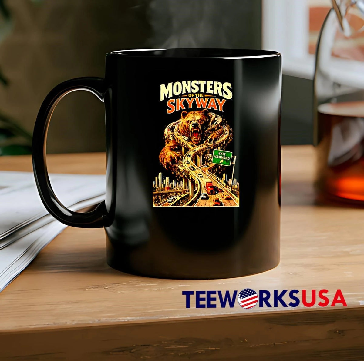 Monsters of the Skyway Hammond Exit Bear Road Horror - Adult & Kids T-Shirts, Sweatshirts & Hoodies apparel design preview 2