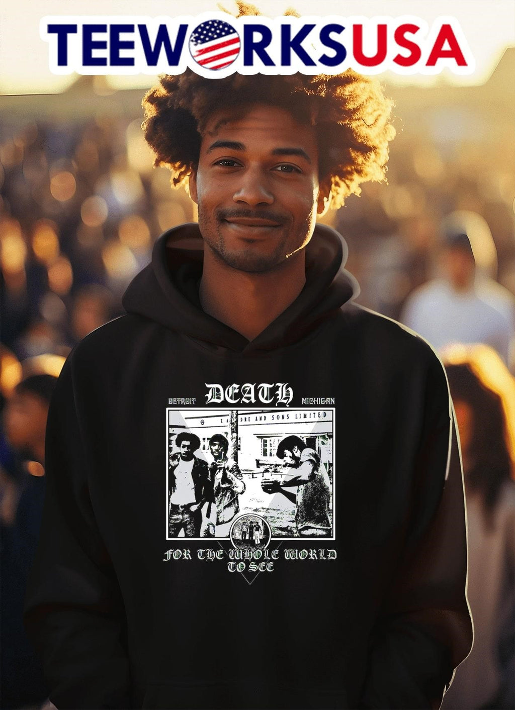 Death Detroit Michigan for the whole world to see - Adult & Kids T-Shirts, Sweatshirts & Hoodies apparel design preview 2
