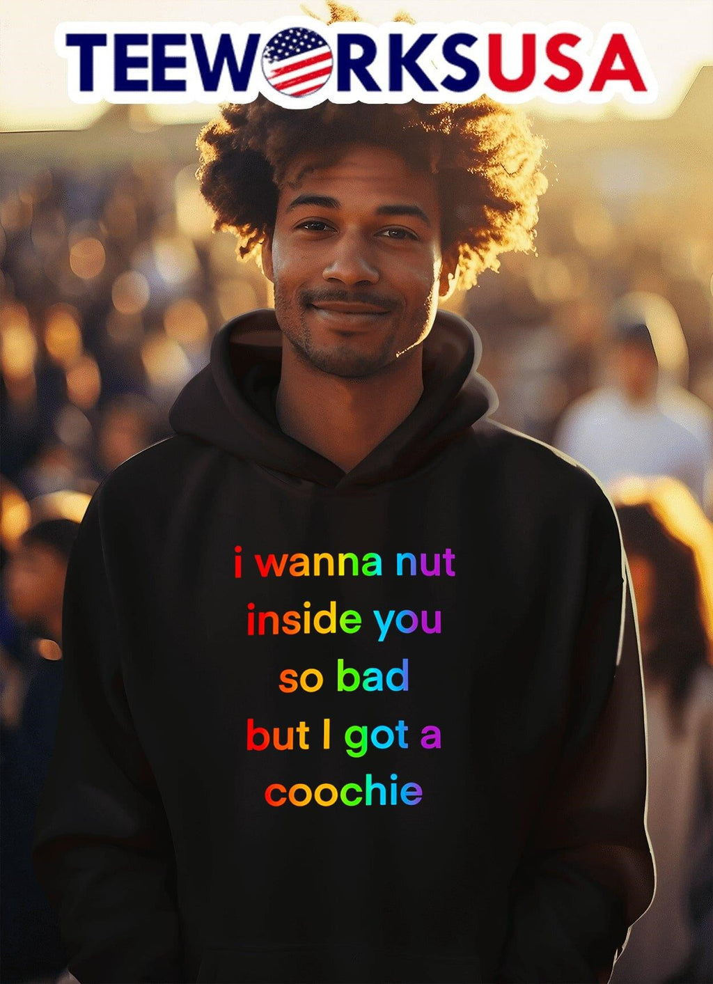 I wanna nut inside you so bad but got a coochie - Adult & Kids T-Shirts, Sweatshirts & Hoodies apparel design preview 2