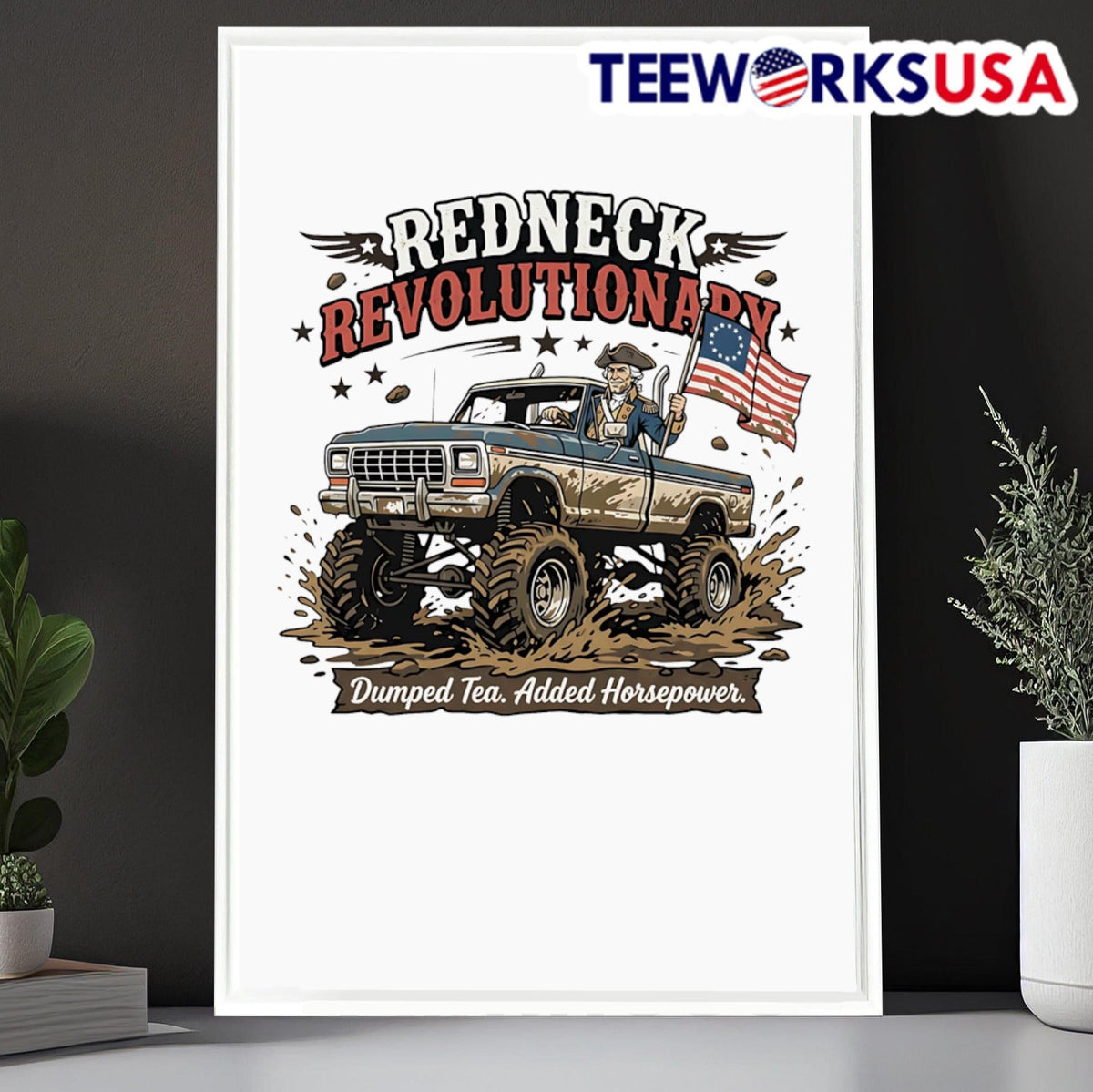 Redneck Revolutionary Dumped Tea Added Horsepower - Adult & Kids T-Shirts, Sweatshirts & Hoodies apparel design preview 6