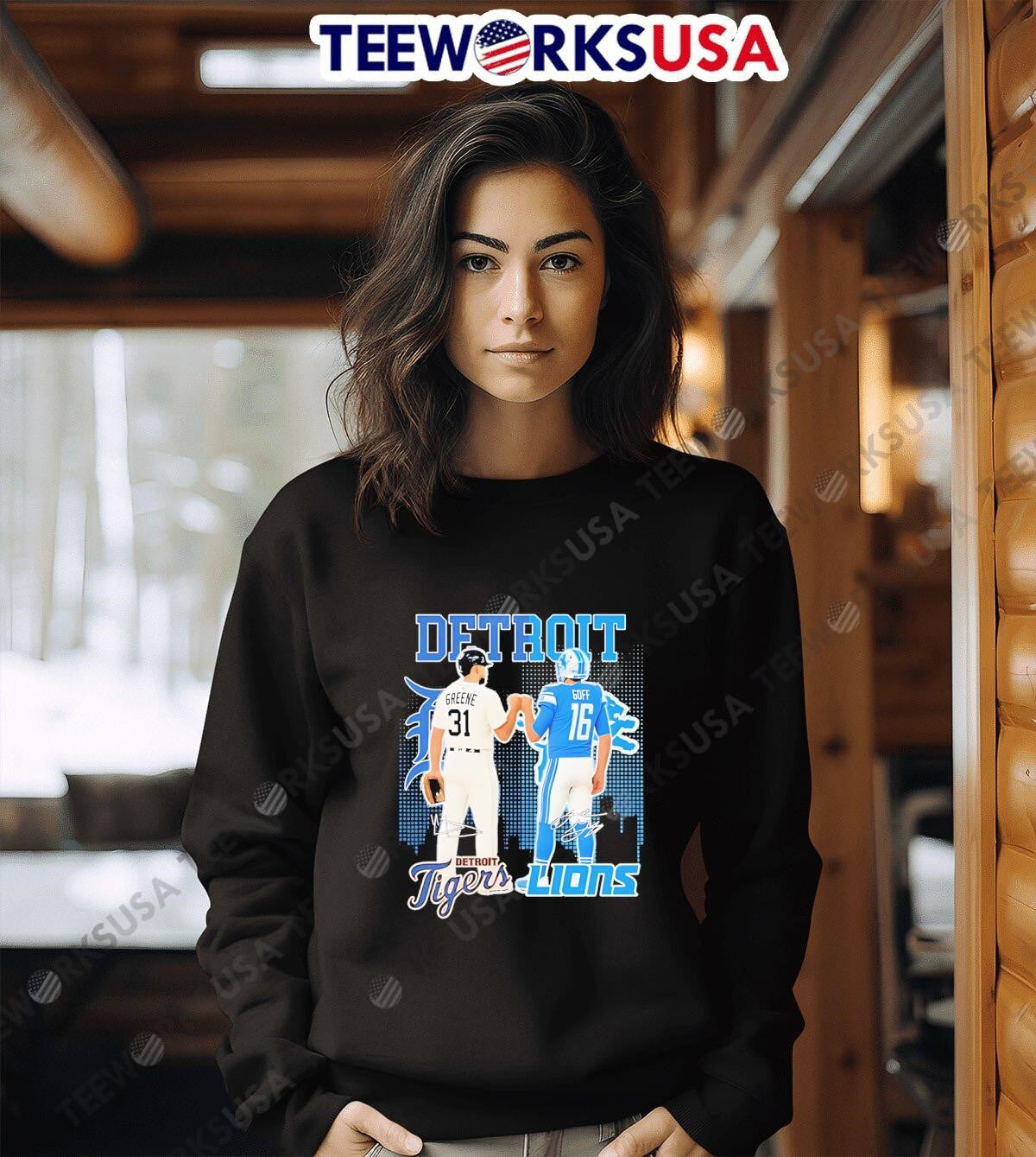 Riley greene and jared goff detroit tigers x lions - Adult & Kids T-Shirts, Sweatshirts & Hoodies apparel design preview 6