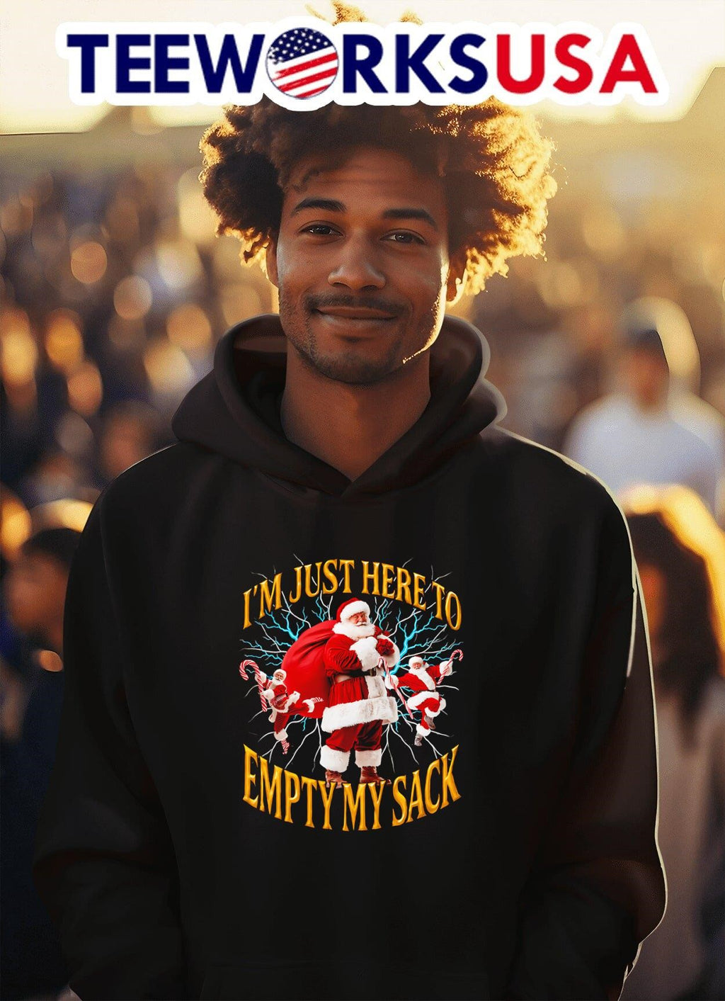 I'm just here to empty my sack Santa - Adult & Kids T-Shirts, Sweatshirts & Hoodies apparel design preview 2