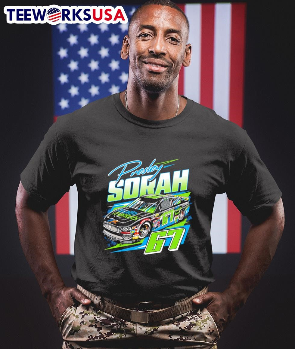 Presley Sorah 67 racing car graphic - Adult & Kids T-Shirts, Sweatshirts & Hoodies apparel design preview 1