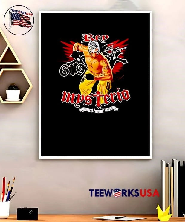 Master of 619 Rey Mysterio Crouching Pose - Adult & Kids T-Shirts, Sweatshirts & Hoodies apparel design preview 5