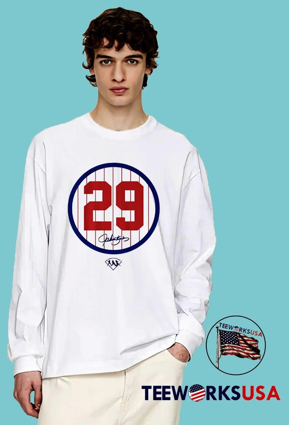 John Kruk Red Number 29 Circular Pinstripe Patch - Adult & Kids T-Shirts, Sweatshirts & Hoodies apparel design preview 3